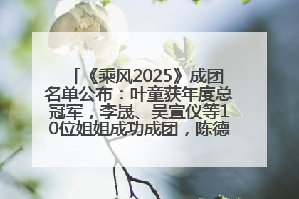 《乘风2025》成团名单公布：叶童获年度总冠军，李晟、吴宣仪等10位姐姐成功成团，陈德容获年度高光人物