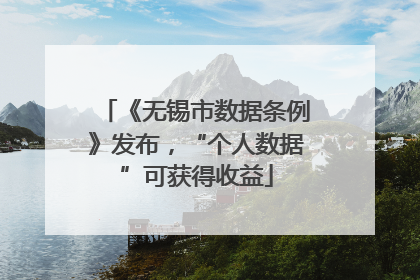 《无锡市数据条例》发布，“个人数据”可获得收益