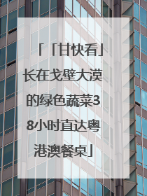 「甘快看」长在戈壁大漠的绿色蔬菜38小时直达粤港澳餐桌