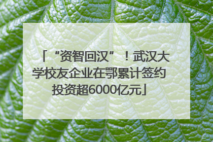“资智回汉”！武汉大学校友企业在鄂累计签约投资超6000亿元