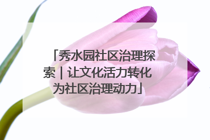 秀水园社区治理探索｜让文化活力转化为社区治理动力