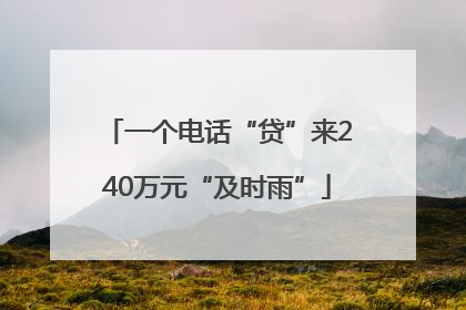 一个电话“贷”来240万元“及时雨”