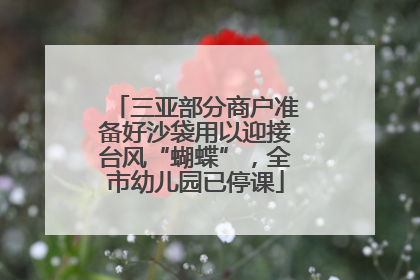 三亚部分商户准备好沙袋用以迎接台风“蝴蝶”，全市幼儿园已停课