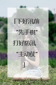 下好汛前“先手棋” 打好防汛“主动仗”