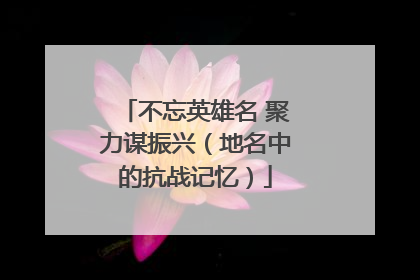 不忘英雄名 聚力谋振兴（地名中的抗战记忆）