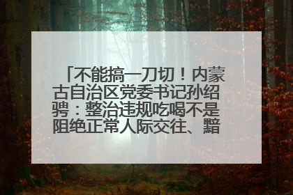 不能搞一刀切！内蒙古自治区党委书记孙绍骋：整治违规吃喝不是阻绝正常人际交往、黯淡人间烟火