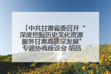 中共甘肃省委召开“深度挖掘历史文化资源服务甘肃高质量发展”专题协商座谈会 胡昌升主持并讲话