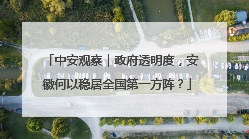 中安观察｜政府透明度，安徽何以稳居全国第一方阵？