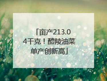 亩产213.04千克！醴陵油菜单产创新高