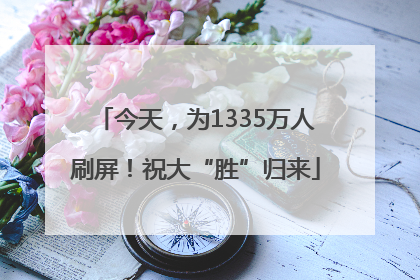 今天，为1335万人刷屏！祝大“胜”归来