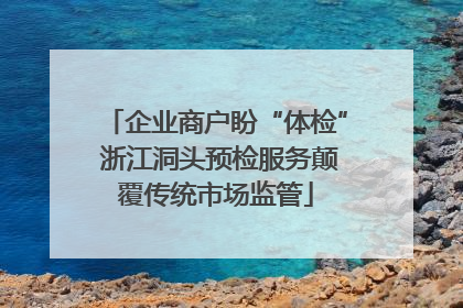 企业商户盼“体检” 浙江洞头预检服务颠覆传统市场监管