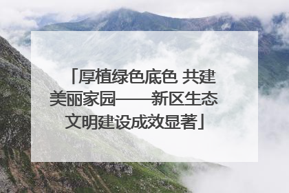 厚植绿色底色 共建美丽家园——新区生态文明建设成效显著