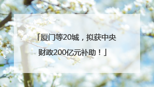 厦门等20城，拟获中央财政200亿元补助！