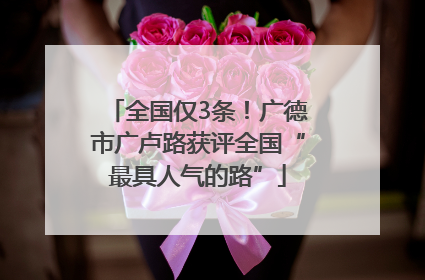 全国仅3条！广德市广卢路获评全国“最具人气的路”