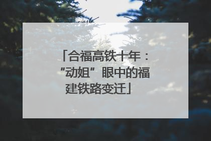 合福高铁十年：“动姐”眼中的福建铁路变迁