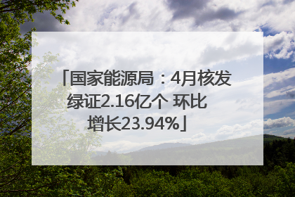 国家能源局：4月核发绿证2.16亿个 环比增长23.94%