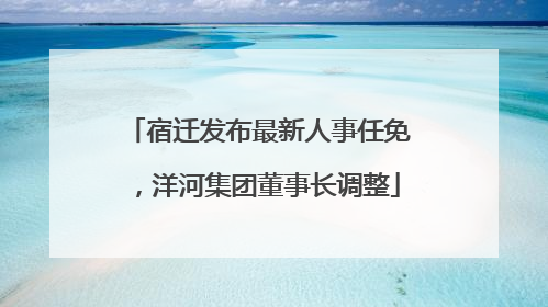 宿迁发布最新人事任免，洋河集团董事长调整