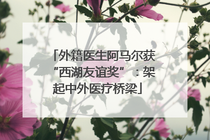 外籍医生阿马尔获“西湖友谊奖”：架起中外医疗桥梁