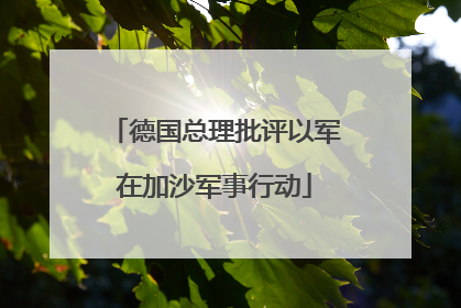 德国总理批评以军在加沙军事行动
