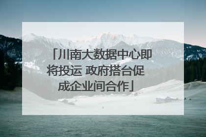 川南大数据中心即将投运 政府搭台促成企业间合作