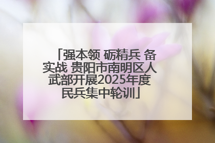 强本领 砺精兵 备实战 贵阳市南明区人武部开展2025年度民兵集中轮训