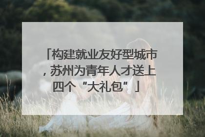 构建就业友好型城市，苏州为青年人才送上四个“大礼包”