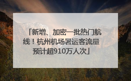 新增、加密一批热门航线！杭州机场暑运客流量预计超910万人次