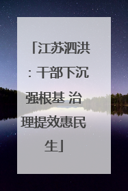 江苏泗洪：干部下沉强根基 治理提效惠民生