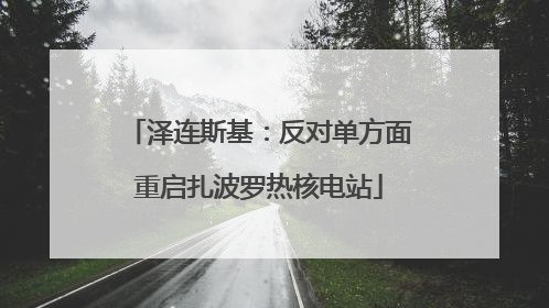 泽连斯基：反对单方面重启扎波罗热核电站