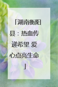 湖南衡阳县：热血传递希望 爱心点亮生命