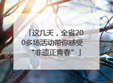 这几天，全省200多场活动带你感受“非遗正青春”