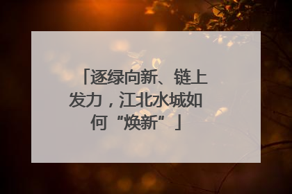 逐绿向新、链上发力，江北水城如何“焕新”