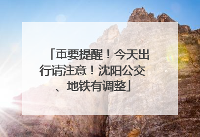 重要提醒！今天出行请注意！沈阳公交、地铁有调整