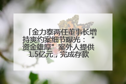 金力泰两任董事长增持爽约案细节曝光：“资金雄厚”案外人提供1.5亿元，完成存款证明后当日转回
