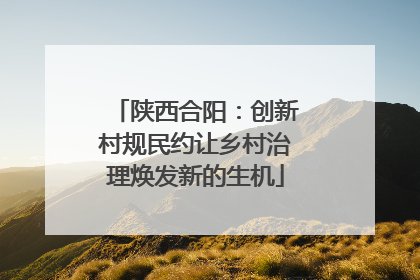 陕西合阳：创新村规民约让乡村治理焕发新的生机