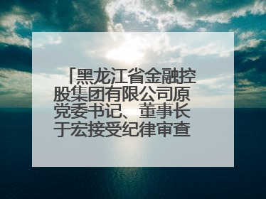 黑龙江省金融控股集团有限公司原党委书记、董事长于宏接受纪律审查和监察调查