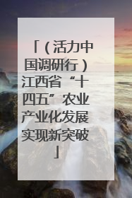 （活力中国调研行）江西省“十四五”农业产业化发展实现新突破